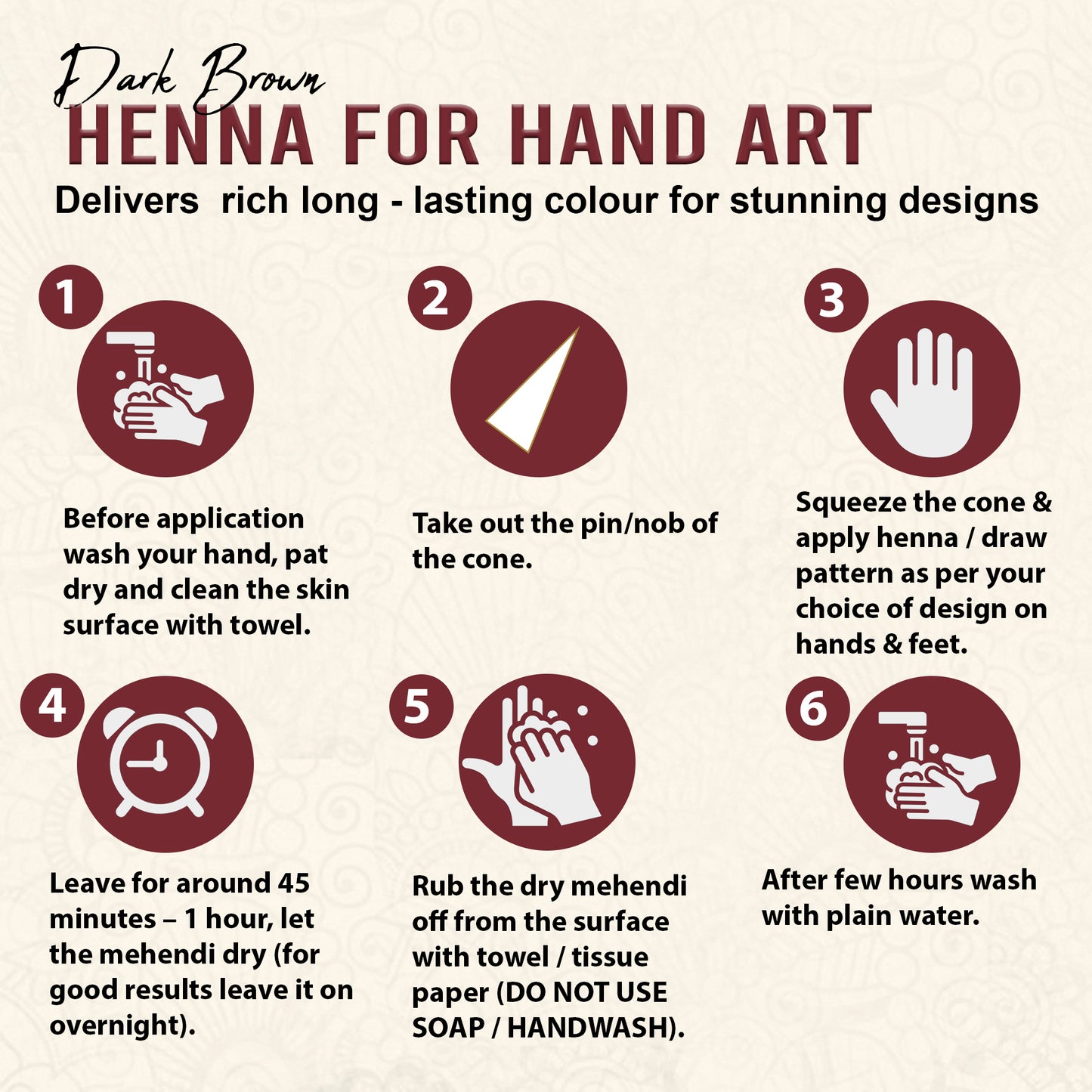 Neeta Mehndi Cones – Set of 6 | 100% Natural Henna | No Chemicals, Safe for Hands & Body