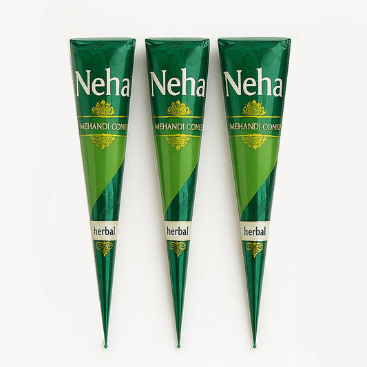 Neha Henna Cones – 100% Natural Mehndi for Hands & Body Art (Pack of 3)