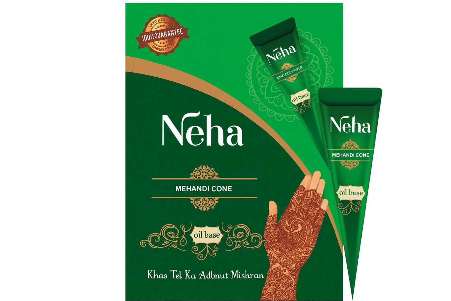 Neha Herbal Henna Cones – 100% Natural Mehndi for Hands & Body Art (Box of 12)