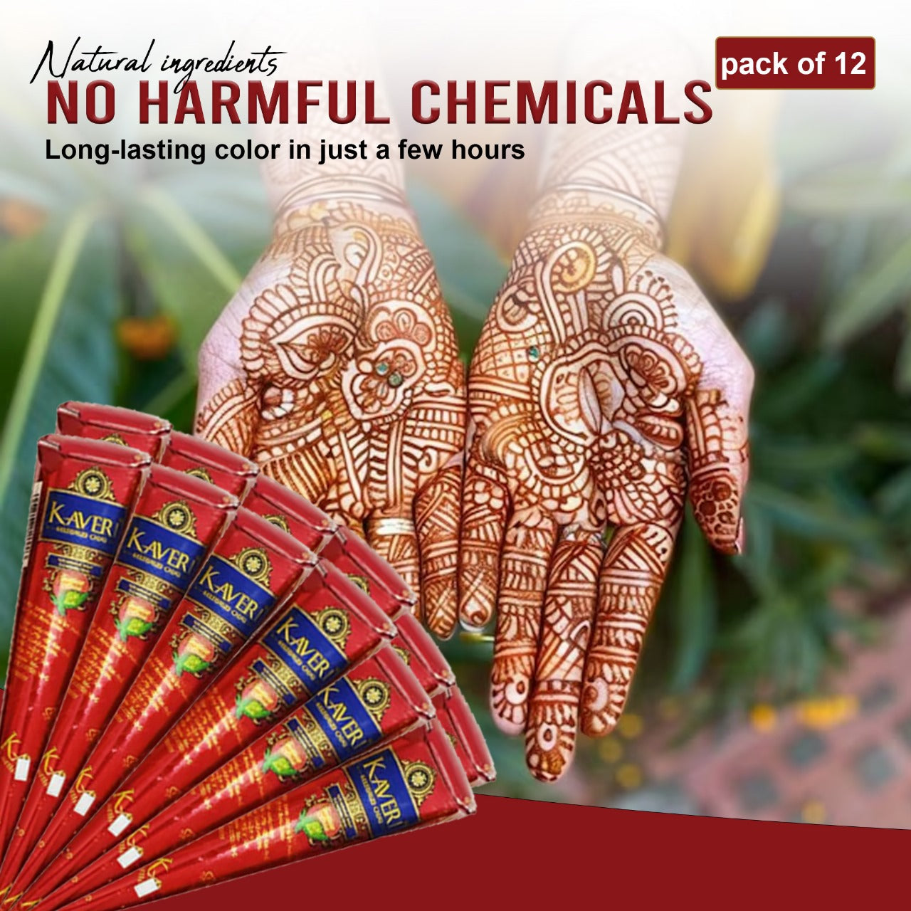 Kaveri Mehendi Cone Pack of 12 – 100% Natural Henna