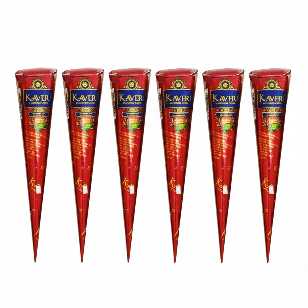Kaveri Herbal Henna Cones – Set of 6 | 100% Natural Mehndi for Hands & Body Art